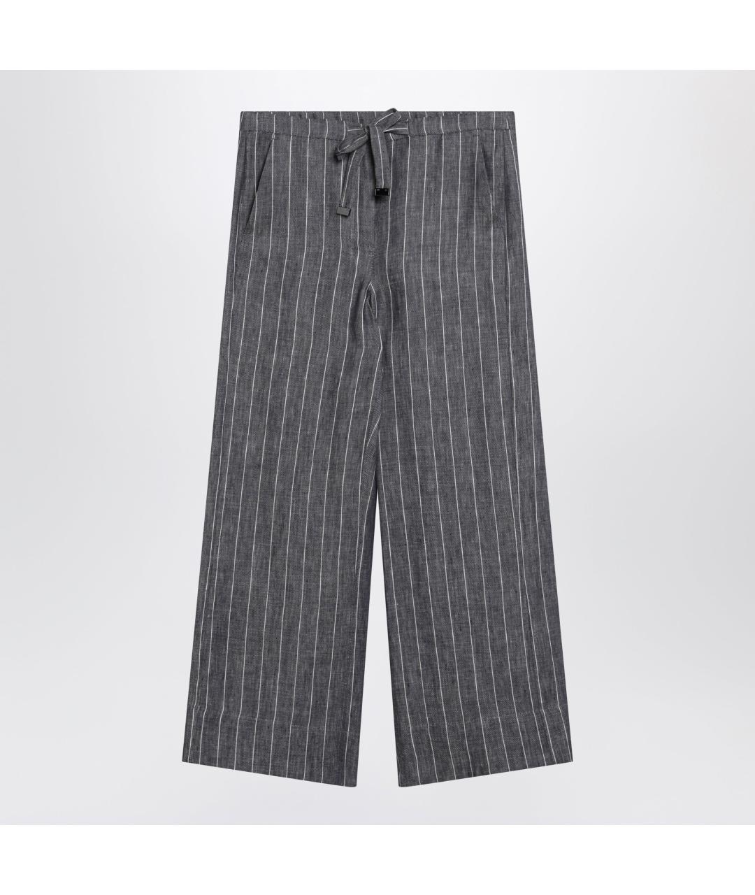 'S MAX MARA Синие льняные прямые брюки, фото 3