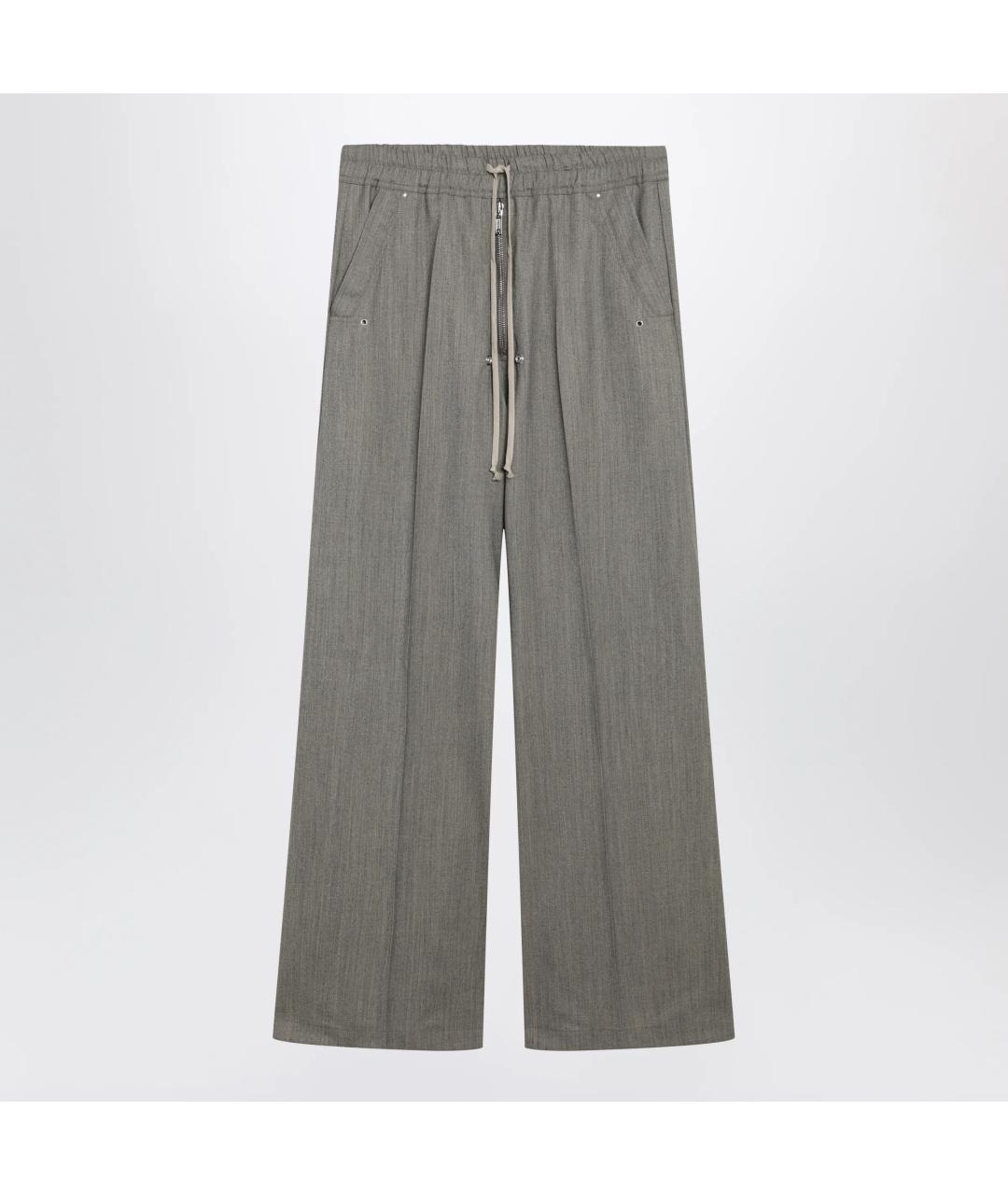 RICK OWENS Серые шерстяные повседневные брюки, фото 3