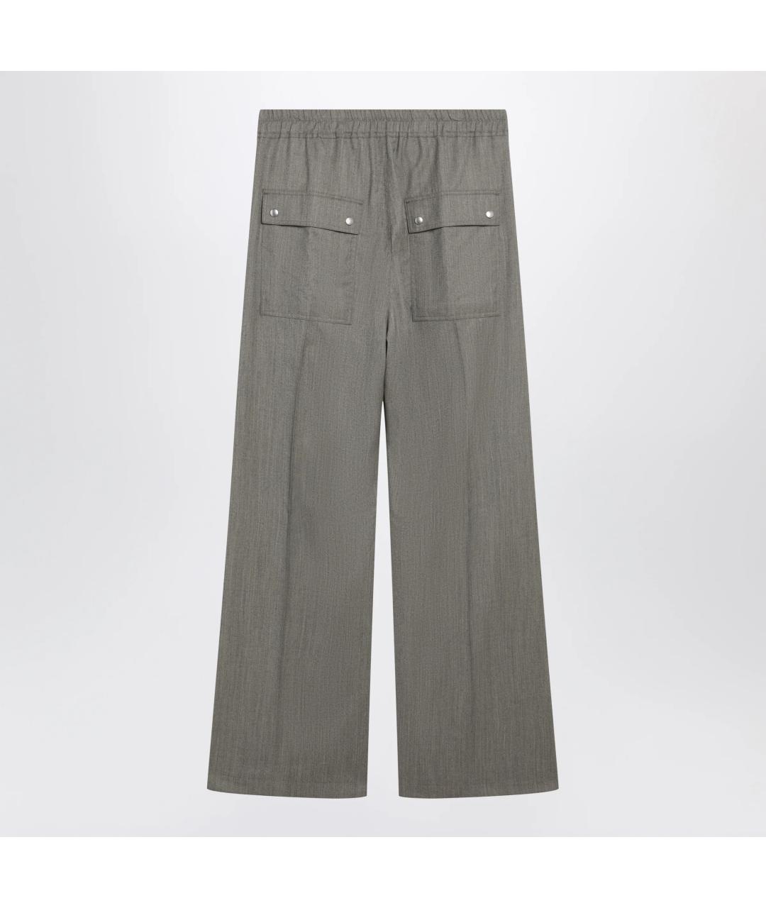 RICK OWENS Серые шерстяные повседневные брюки, фото 2