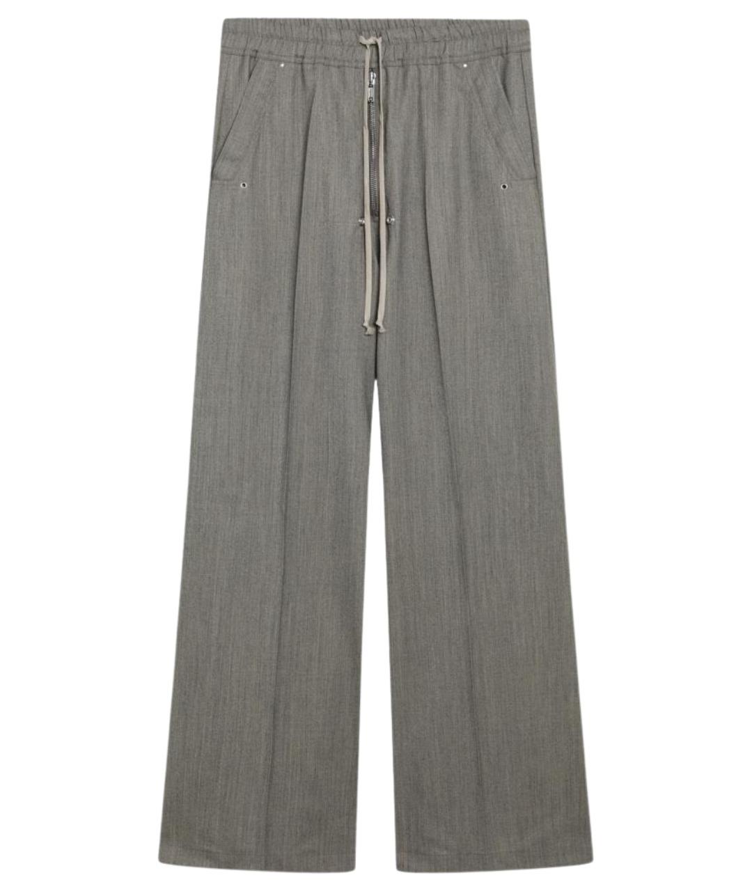 RICK OWENS Серые шерстяные повседневные брюки, фото 1
