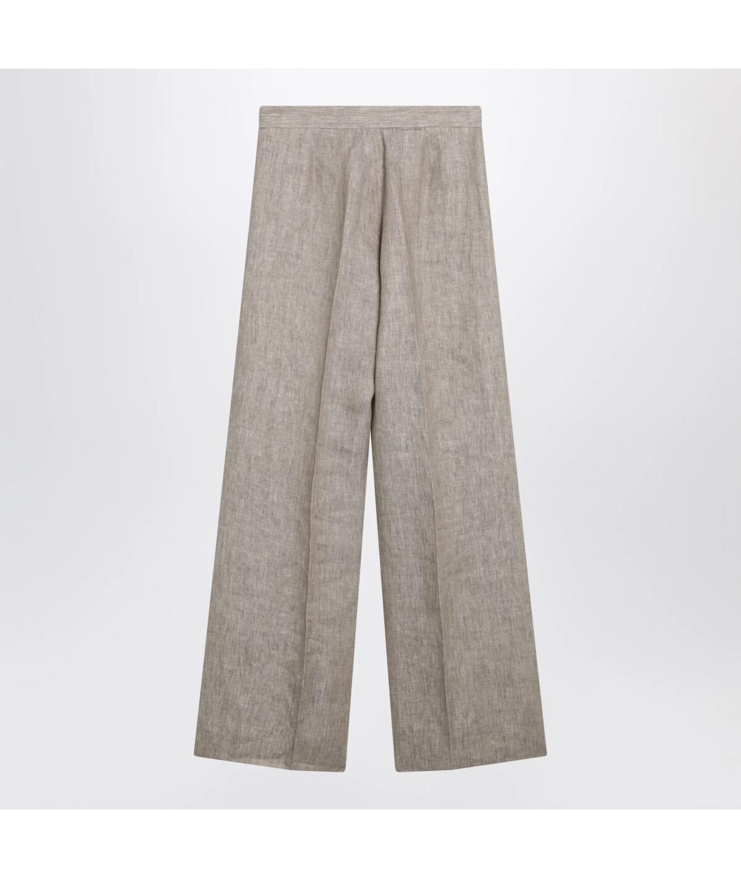 MAX MARA Бежевые льняные прямые брюки, фото 2