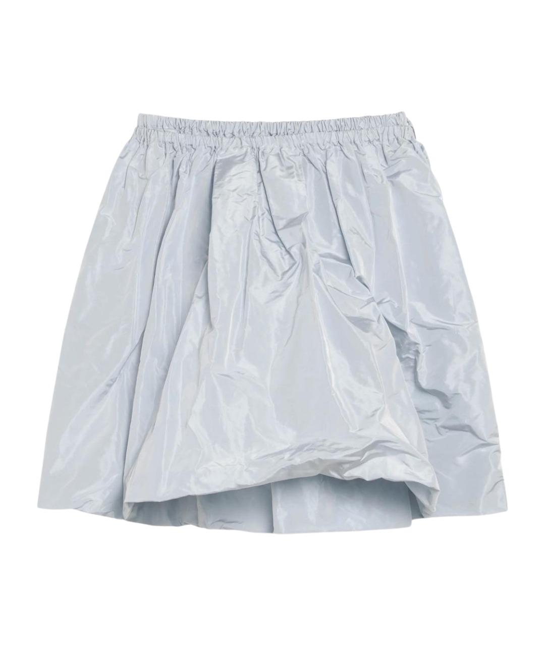 PRADA Голубая шелковая юбка мини, фото 1