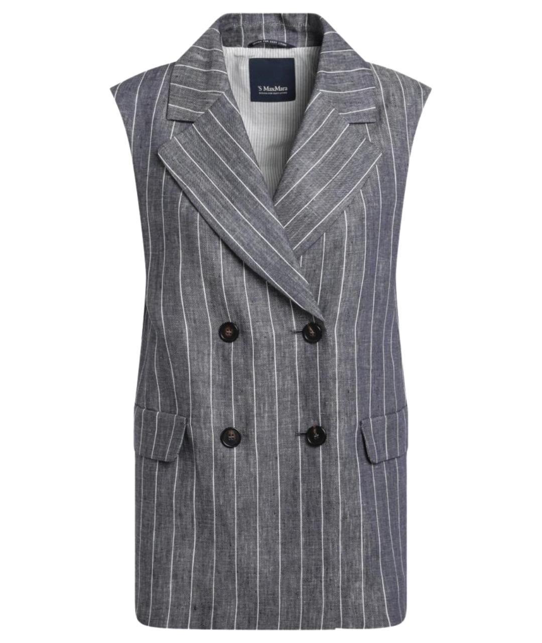'S MAX MARA Синий льняной жилет, фото 1