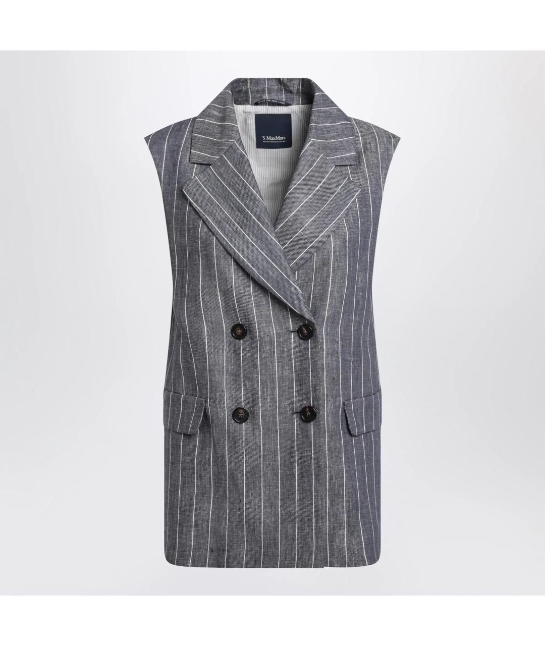 'S MAX MARA Синий льняной жилет, фото 3