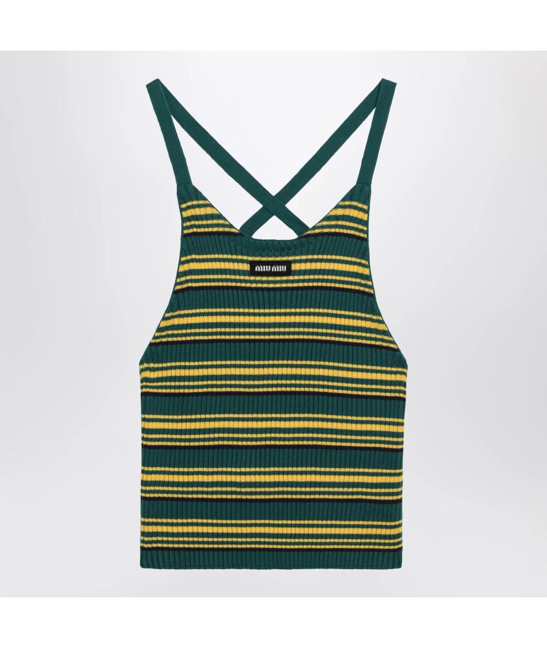 MIU MIU Зеленая хлопковая майка, фото 3