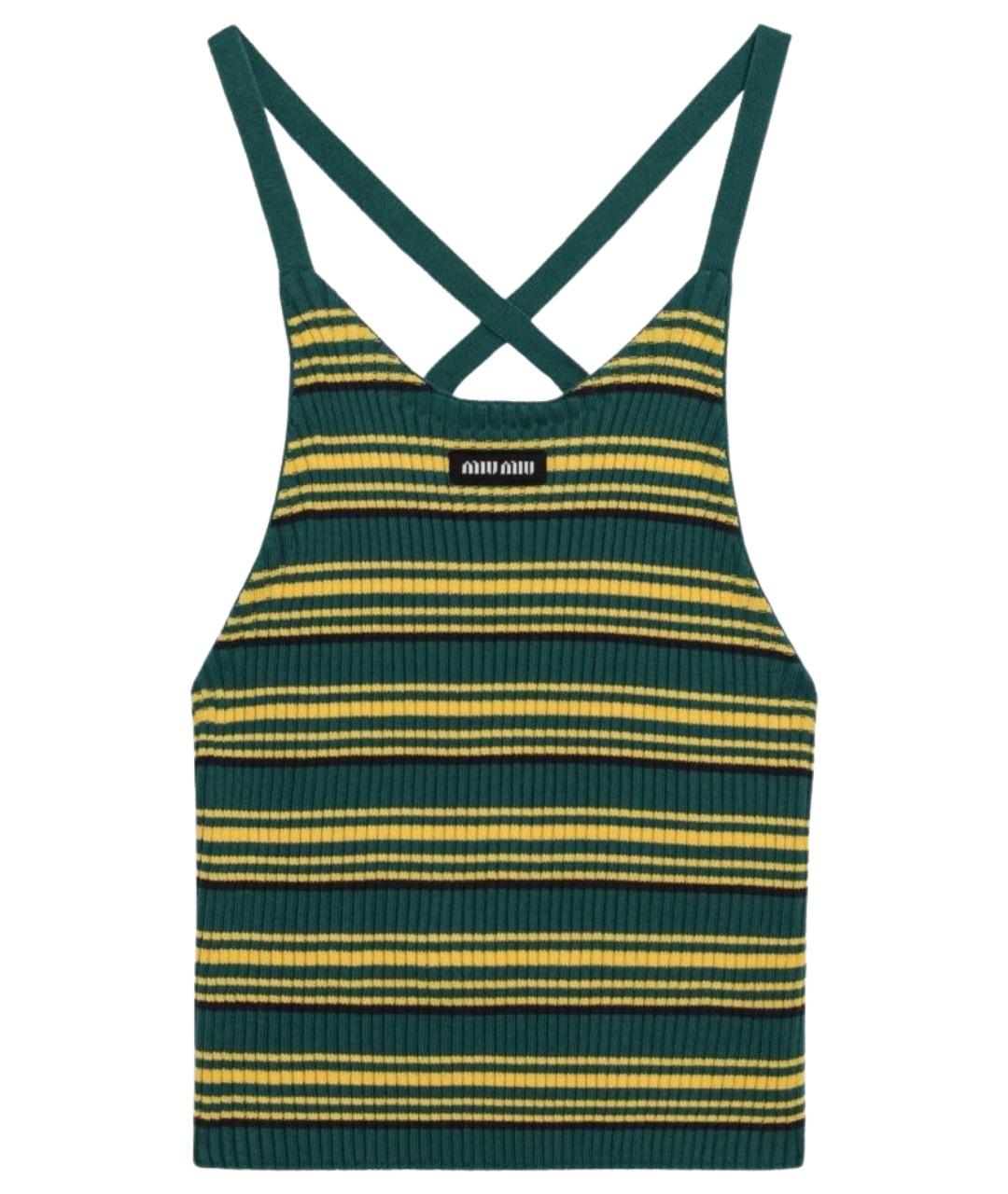 MIU MIU Зеленая хлопковая майка, фото 1