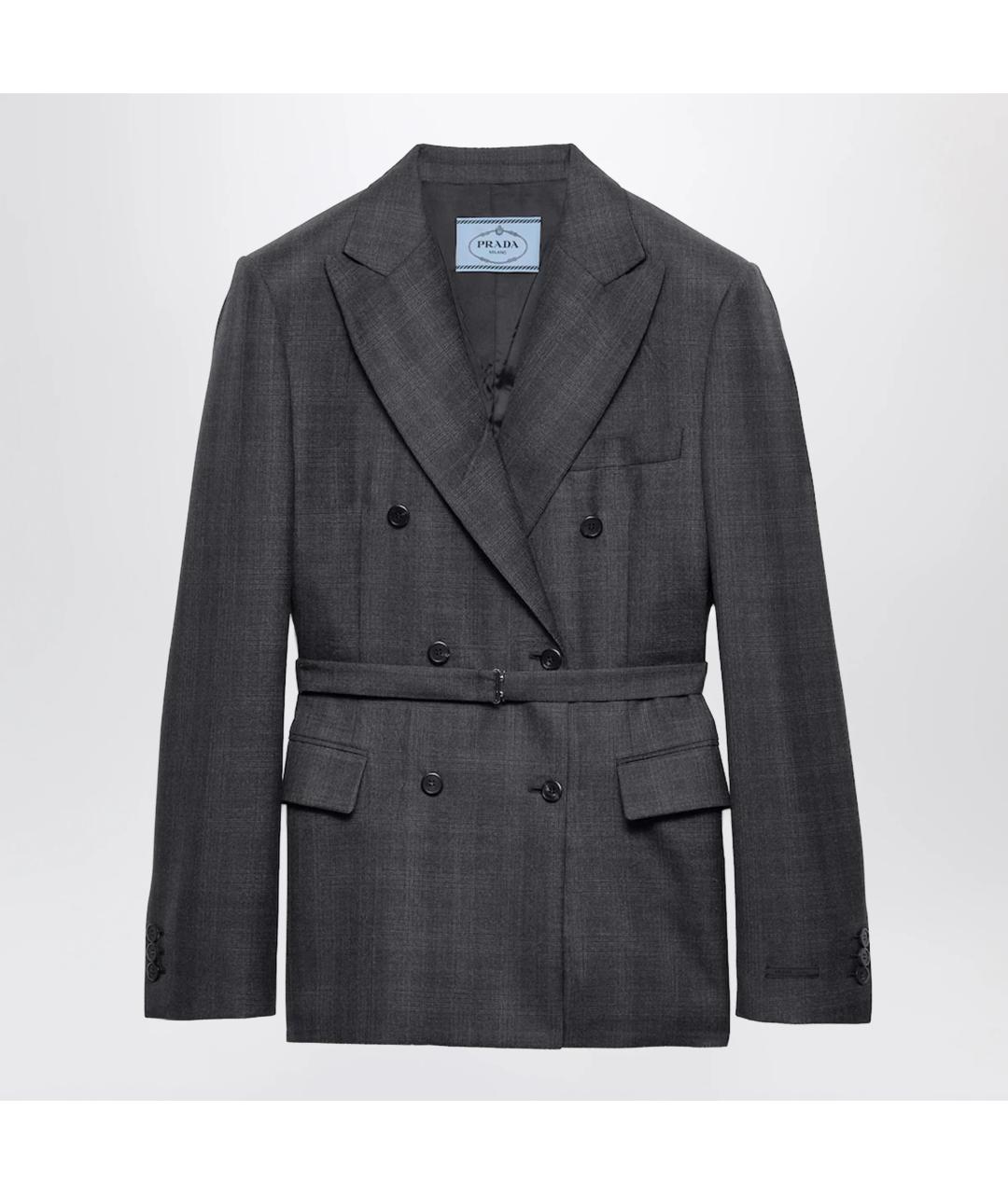 PRADA Серый шерстяной жакет/пиджак, фото 3