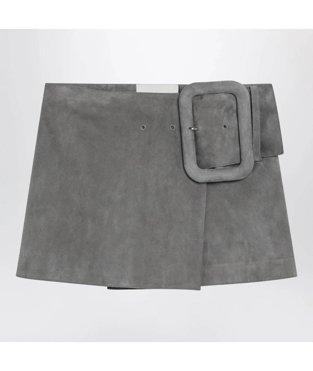 Ami Paris Серая замшевая юбка мини, фото 3
