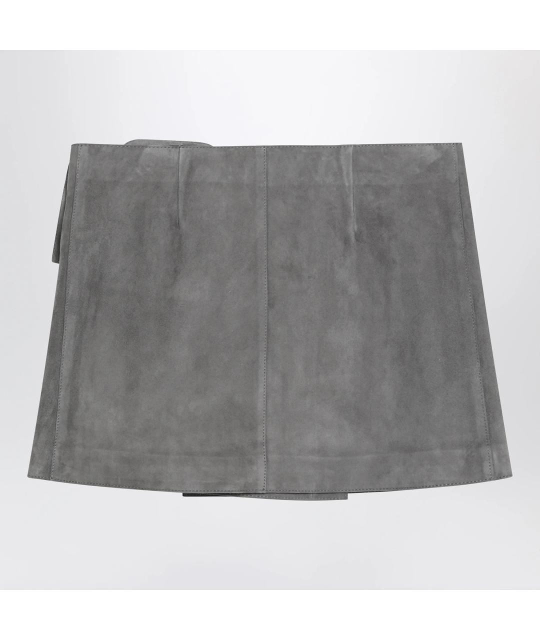 Ami Paris Серая замшевая юбка мини, фото 2