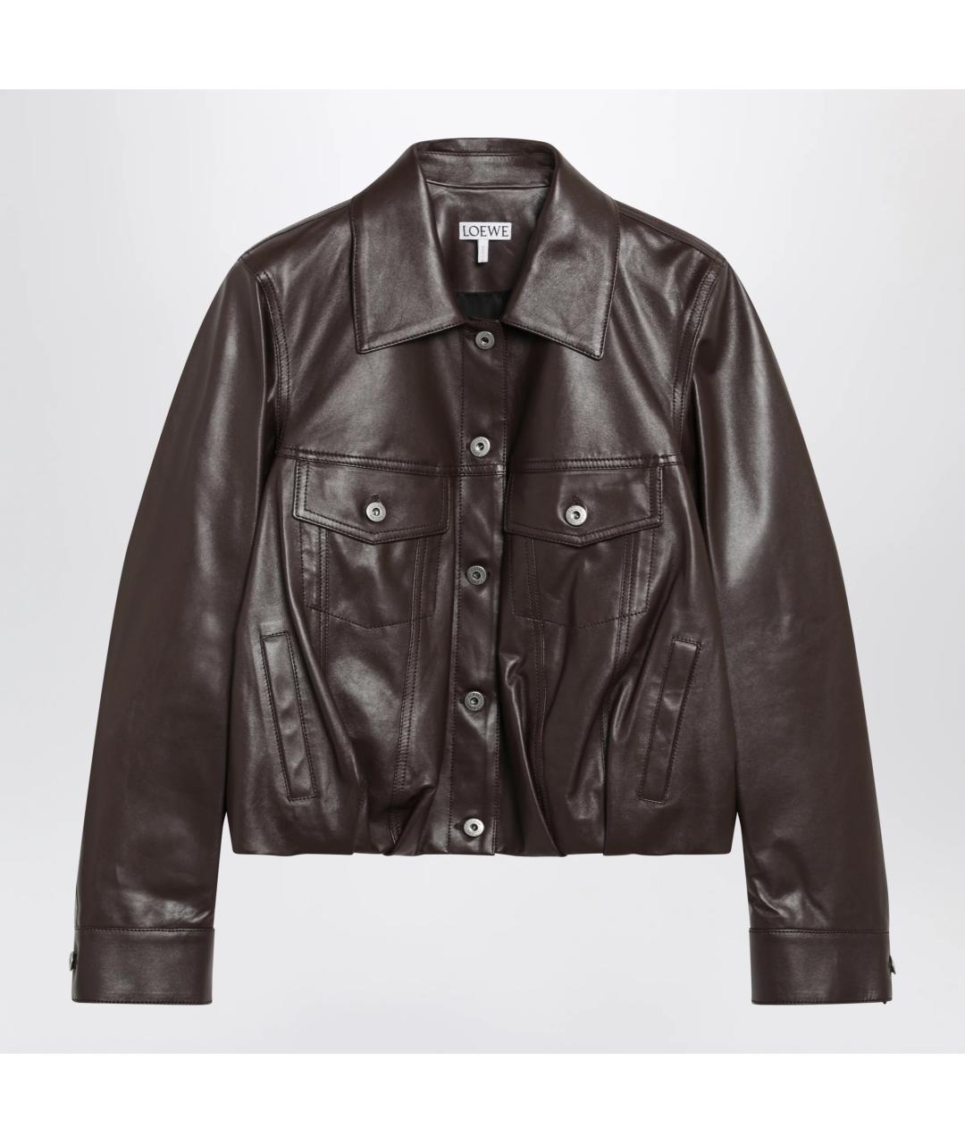LOEWE Коричневая кожаная куртка, фото 3