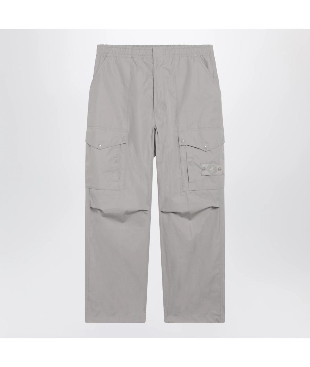 STONE ISLAND Серые хлопковые повседневные брюки, фото 3