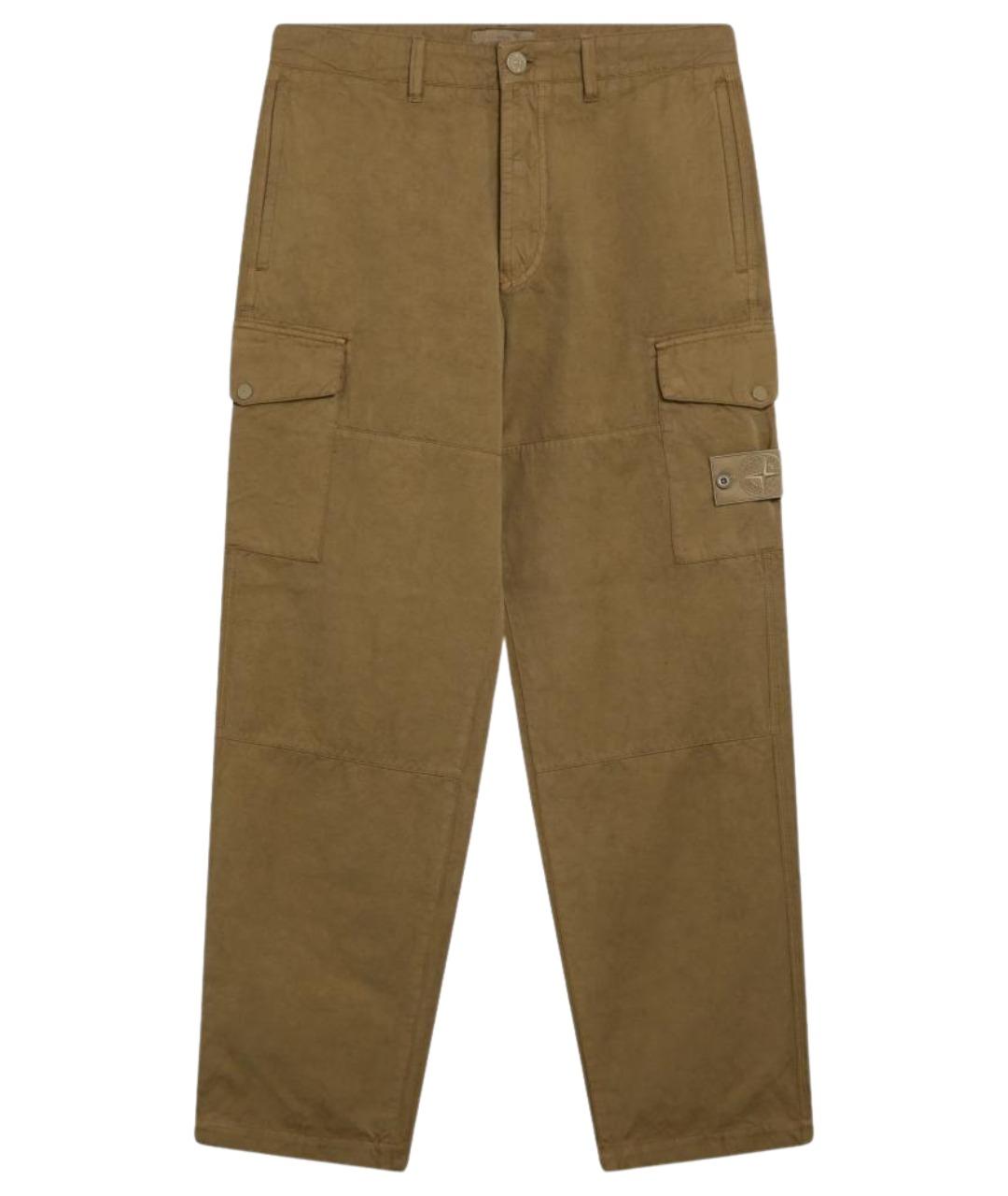 STONE ISLAND Бежевые льняные классические брюки, фото 1