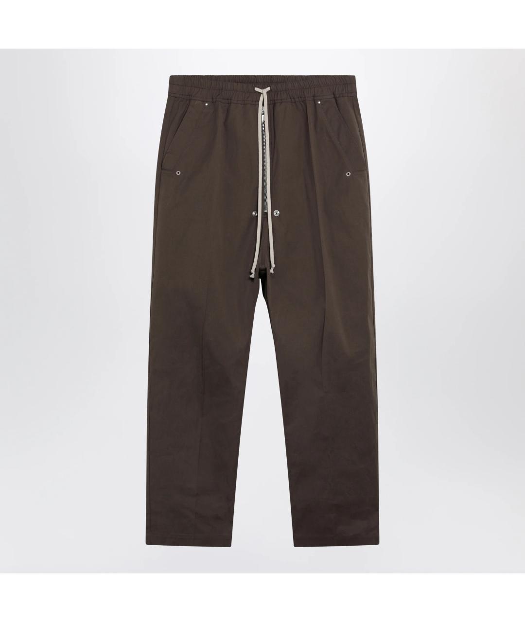 RICK OWENS Коричневые хлопковые повседневные брюки, фото 3