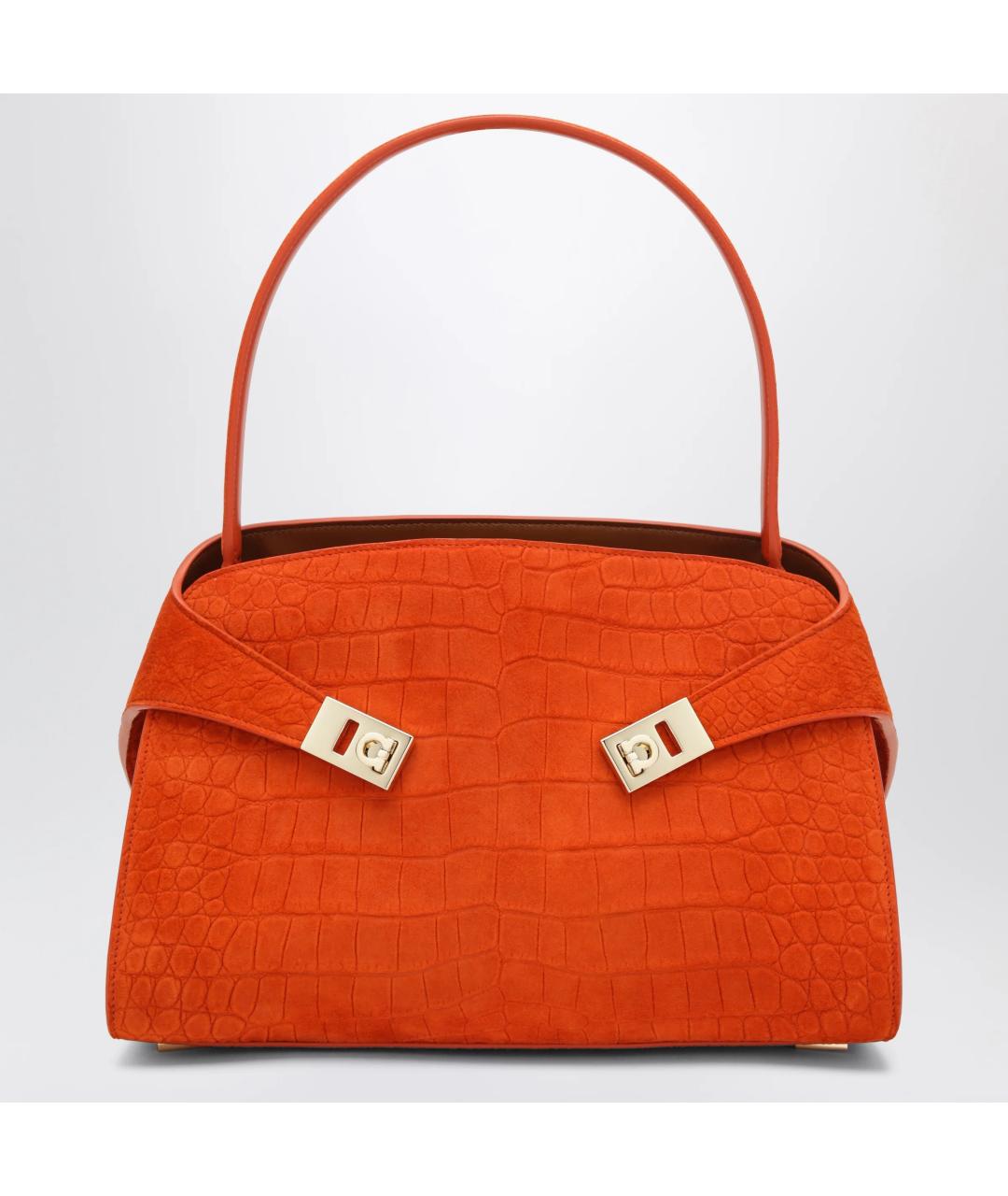 FERRAGAMO Оранжевая замшевая сумка тоут, фото 3