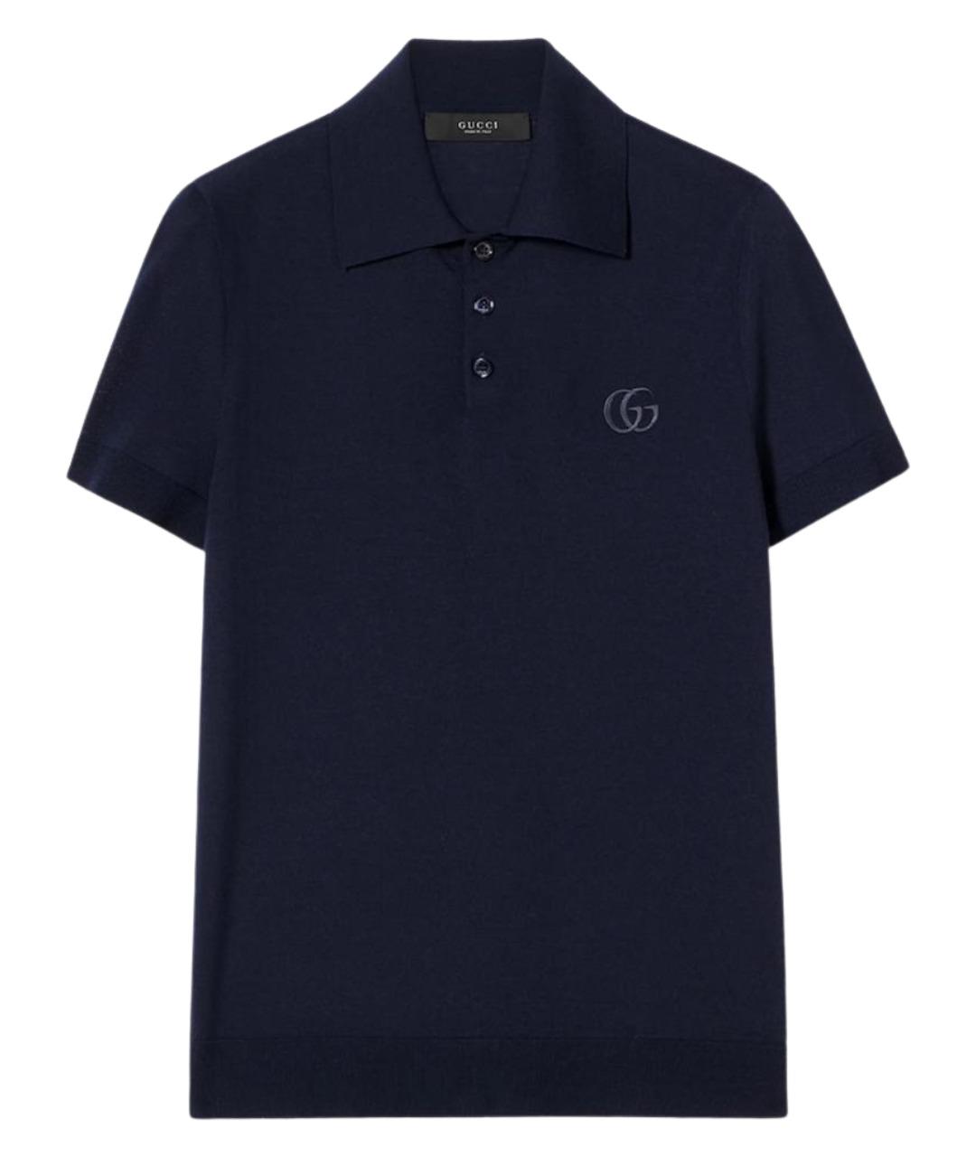 GUCCI Темно-синее поло с коротким рукавом, фото 1