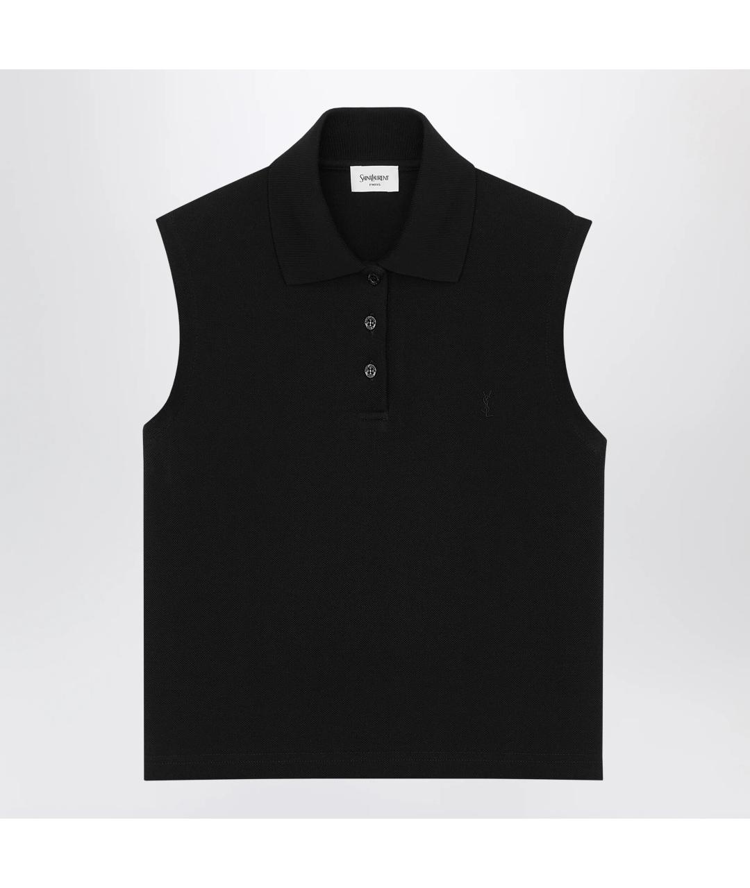 SAINT LAURENT Черная хлопковая майка, фото 3