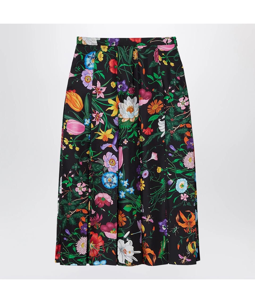 GUCCI Мульти шелковая юбка миди, фото 3