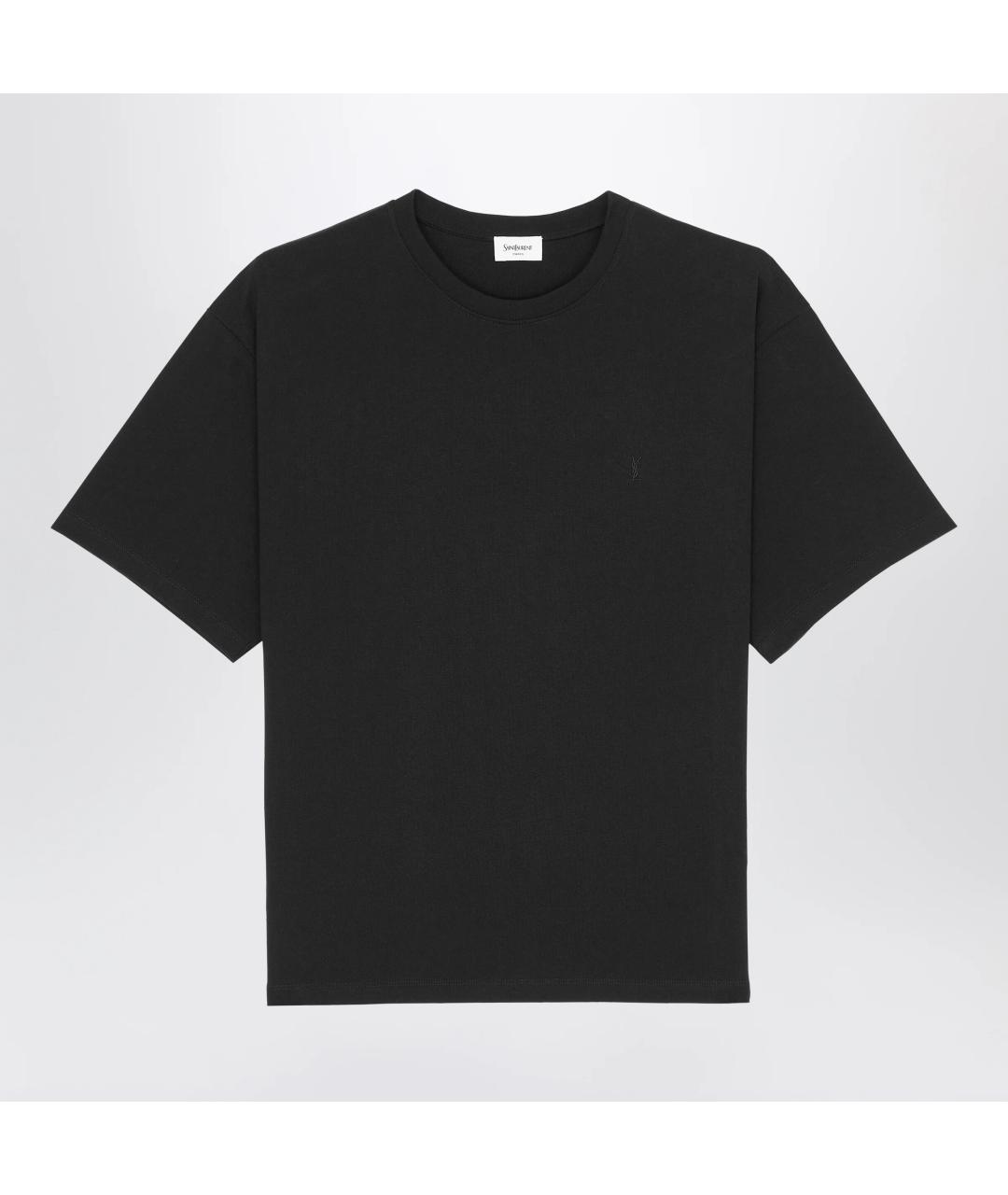 SAINT LAURENT Черная хлопковая футболка, фото 3