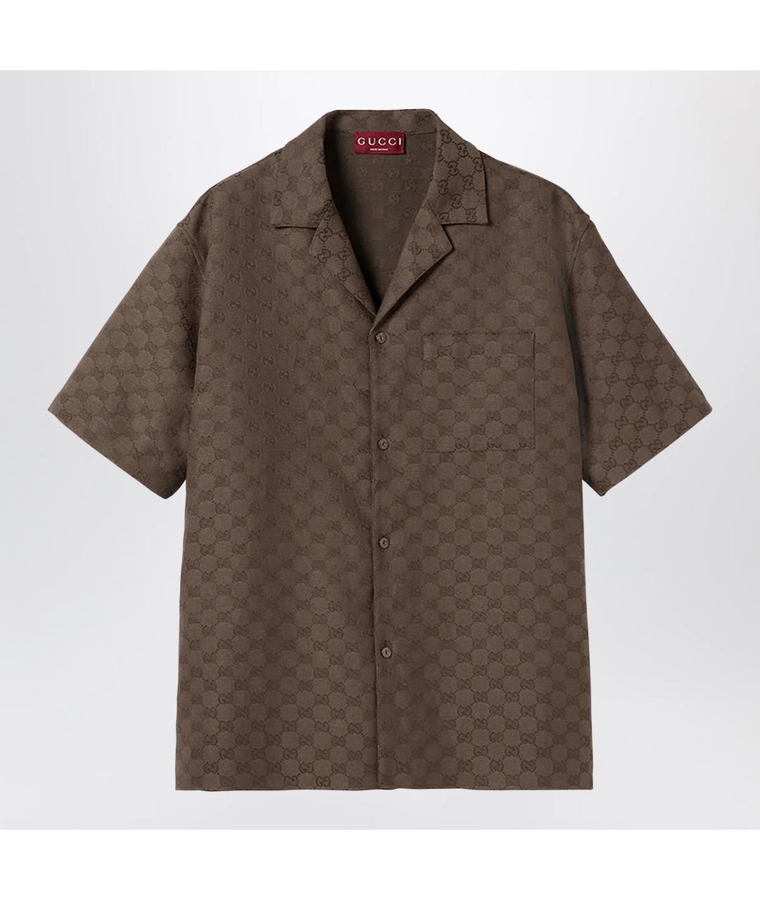 GUCCI Коричневая льняная кэжуал рубашка, фото 3