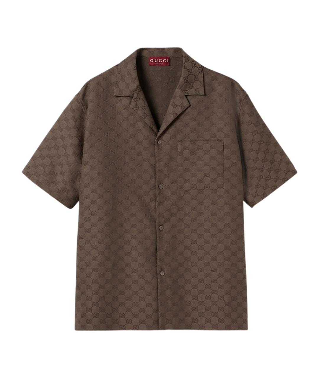 GUCCI Коричневая льняная кэжуал рубашка, фото 1