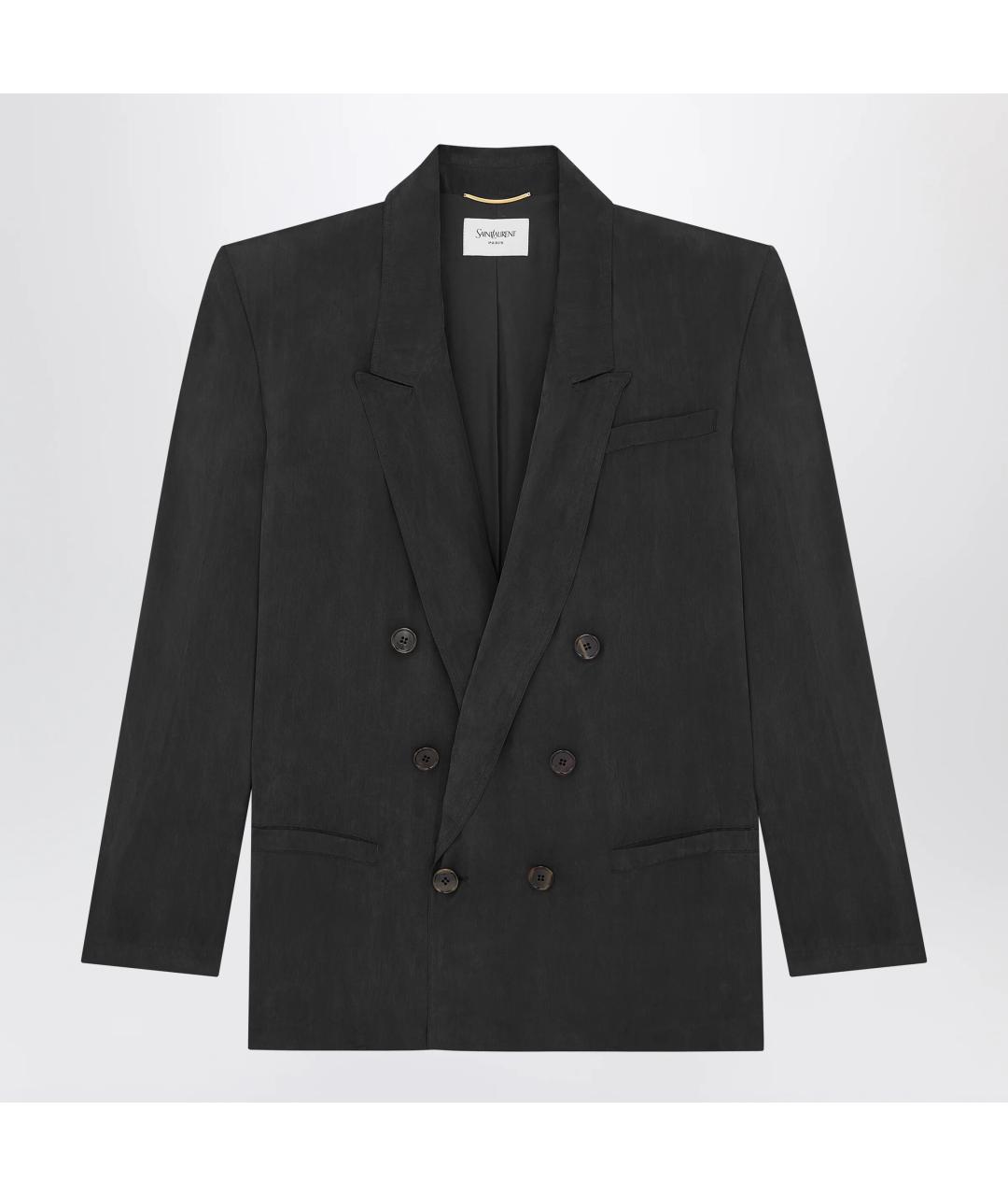 SAINT LAURENT Черный шелковый жакет/пиджак, фото 3