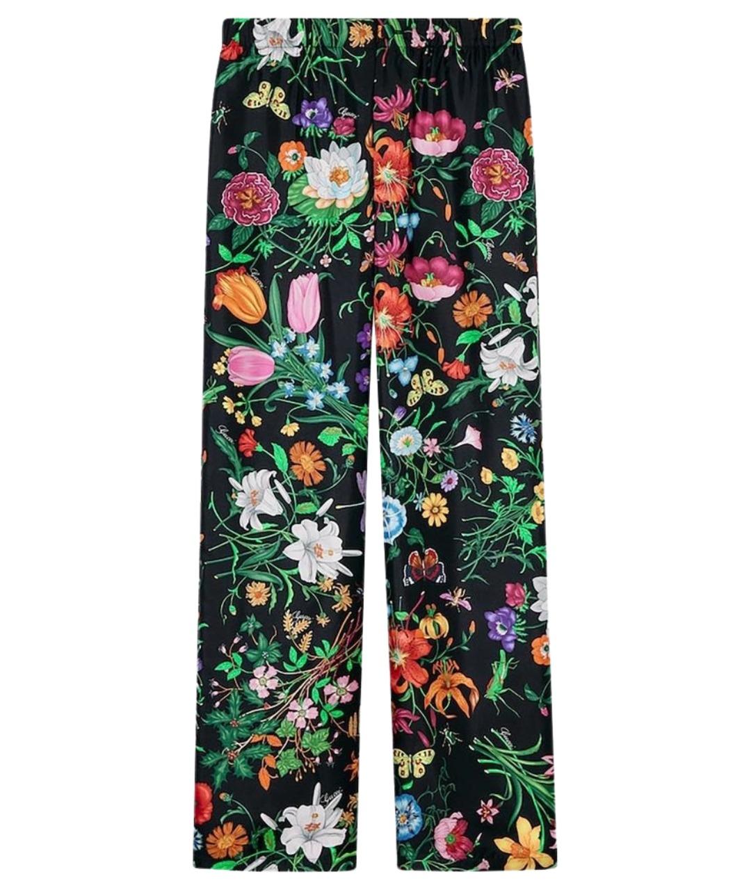 GUCCI Мульти шелковые прямые брюки, фото 1