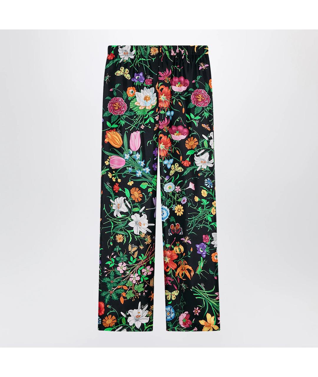 GUCCI Мульти шелковые прямые брюки, фото 3