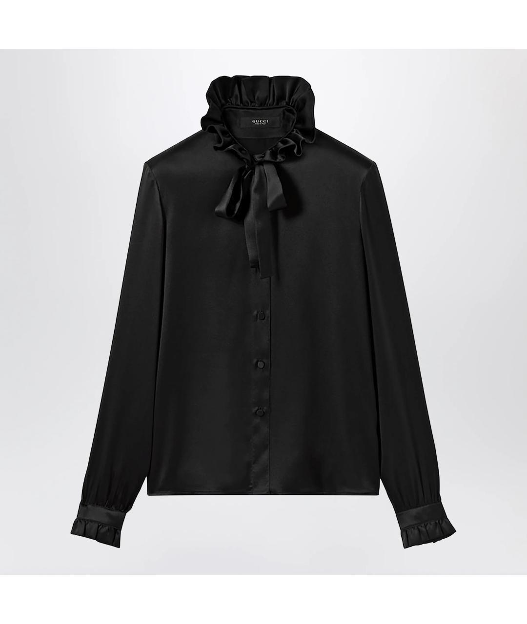 GUCCI Черная шелковая блузы, фото 3