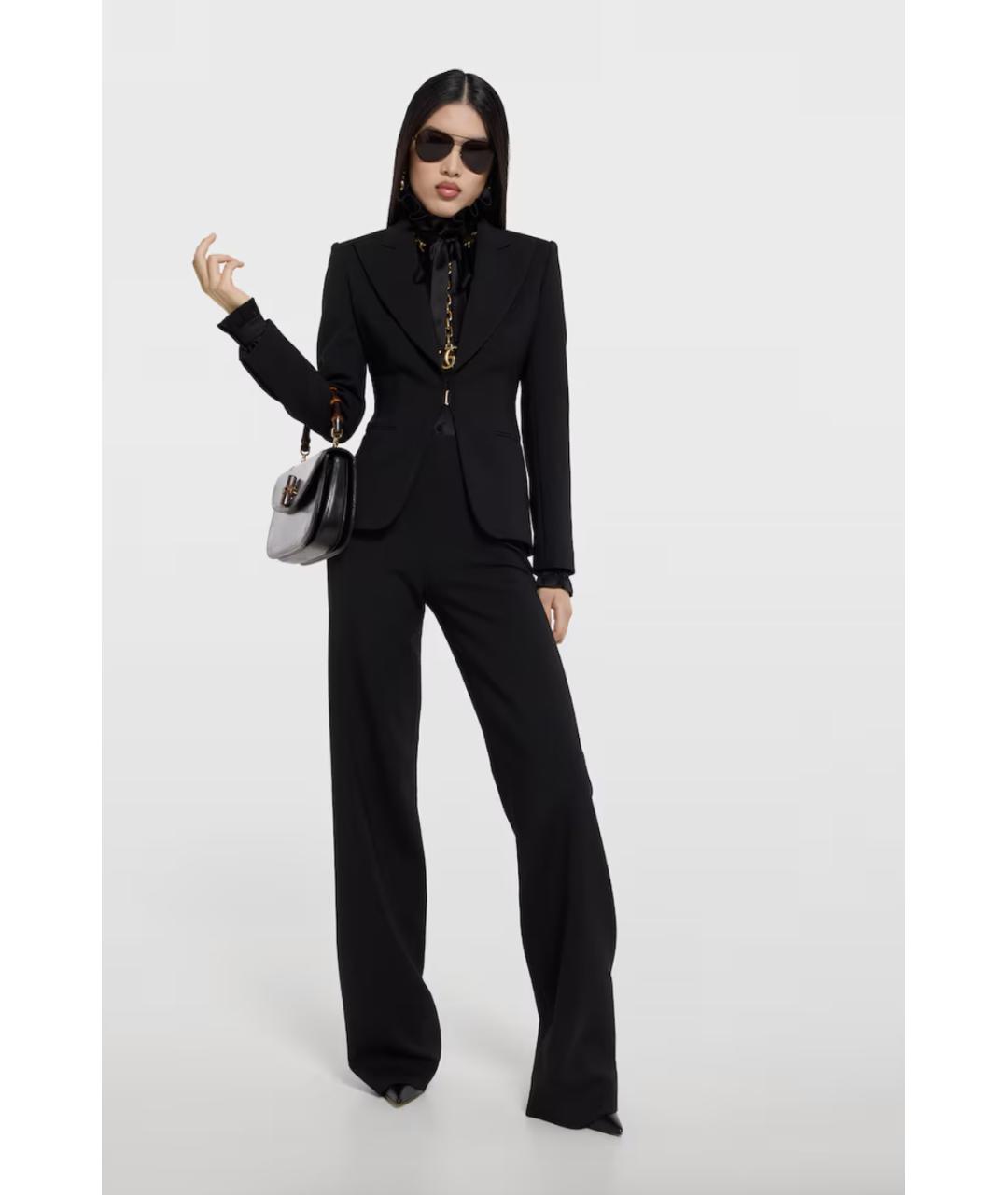 GUCCI Черные шерстяные прямые брюки, фото 3