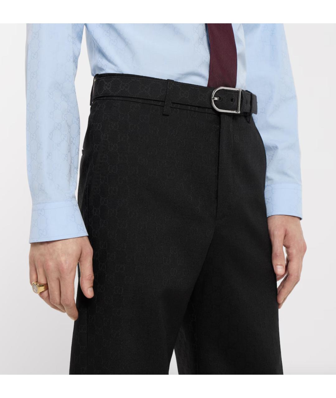 GUCCI Черные шерстяные повседневные брюки, фото 4