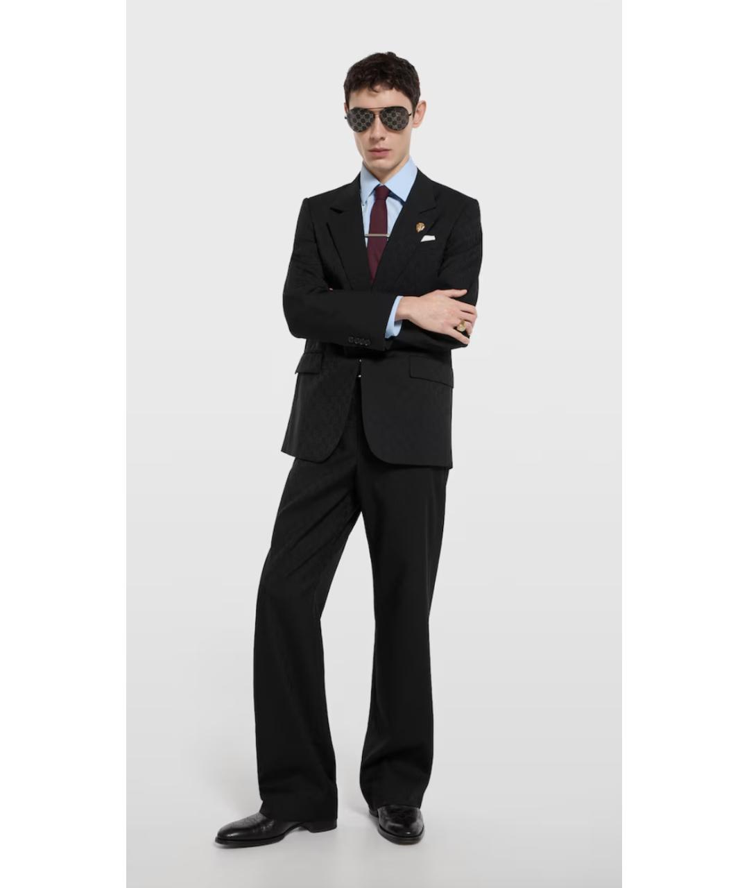 GUCCI Черные шерстяные повседневные брюки, фото 3