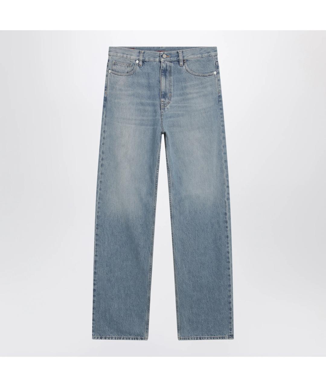 GUCCI Голубые хлопковые прямые джинсы, фото 3