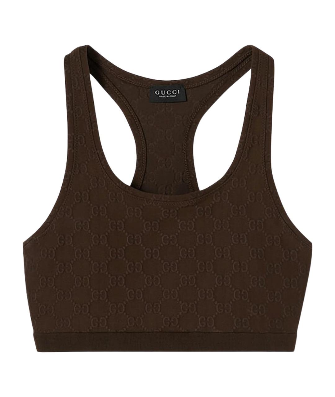 GUCCI Коричневая хлопковая майка, фото 1