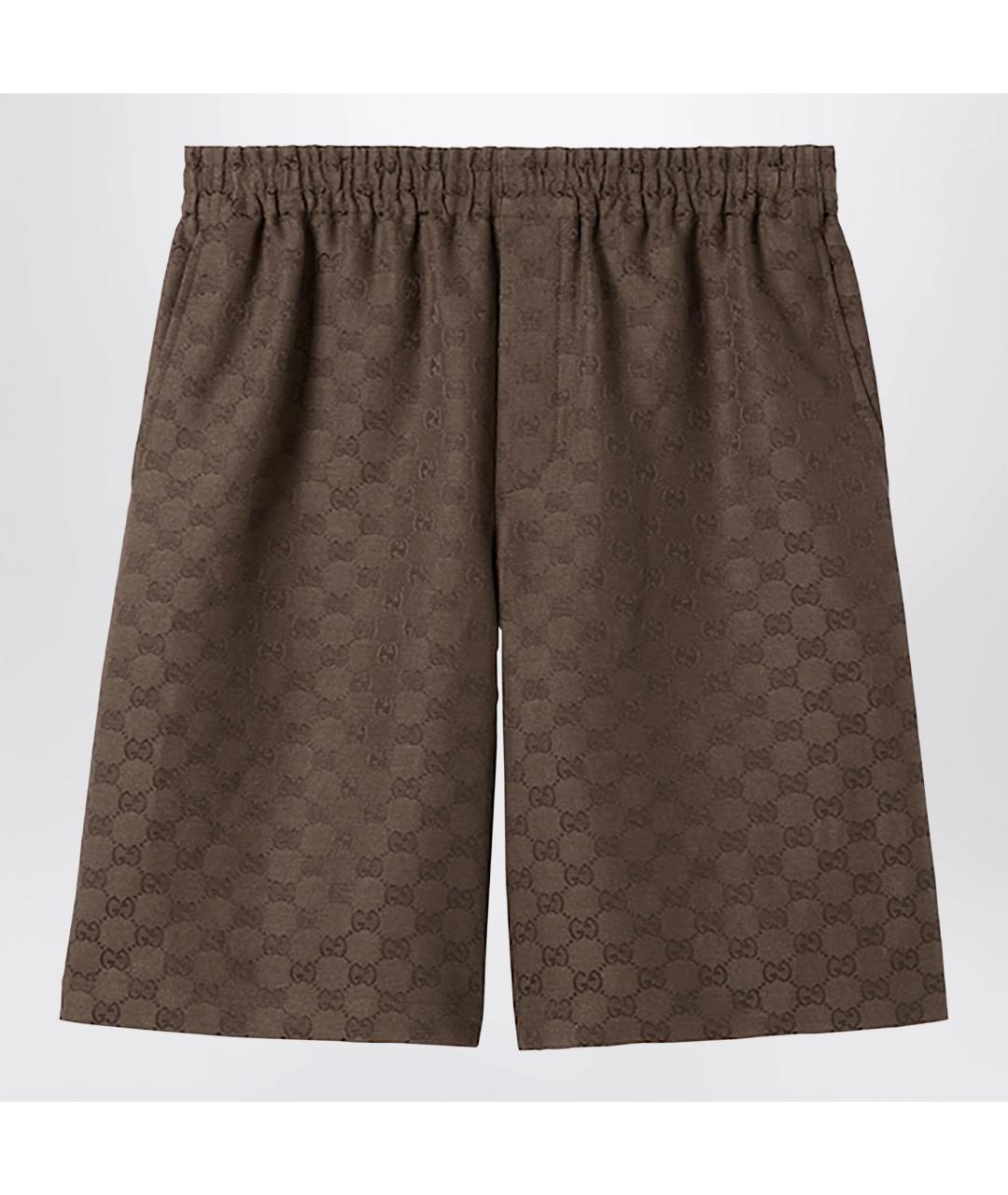 GUCCI Коричневые льняные шорты, фото 3