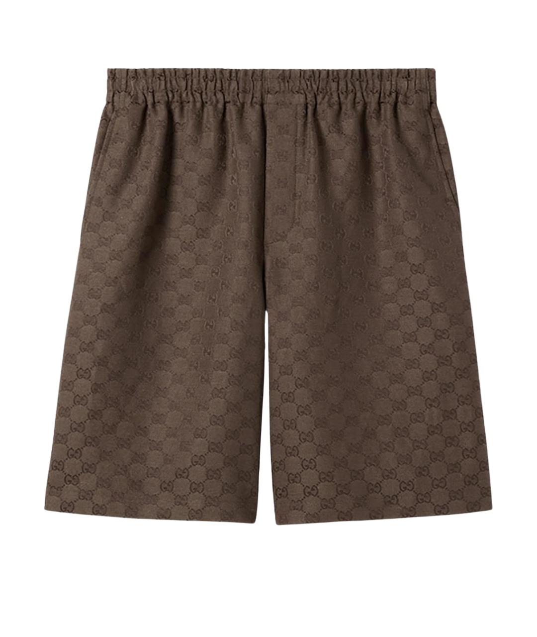 GUCCI Коричневые льняные шорты, фото 1