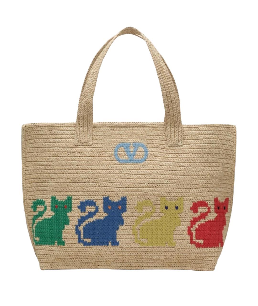 VALENTINO Бежевая пелетеная сумка тоут, фото 1