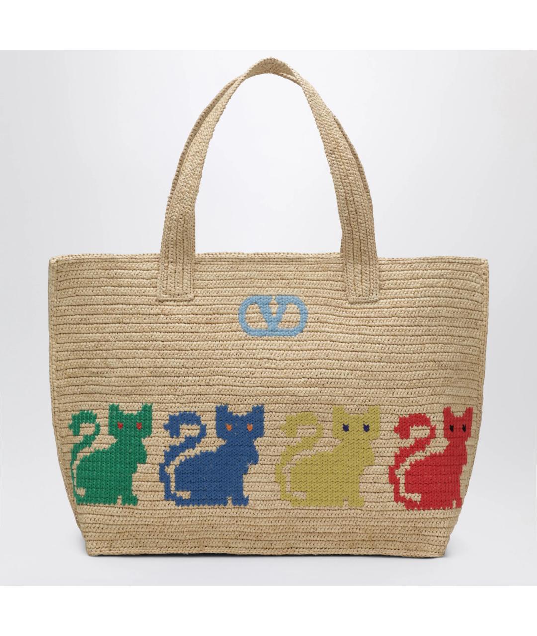 VALENTINO Бежевая пелетеная сумка тоут, фото 3