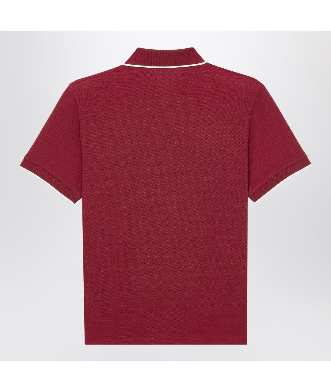 SAINT LAURENT Бордовое хлопковое поло с коротким рукавом, фото 2