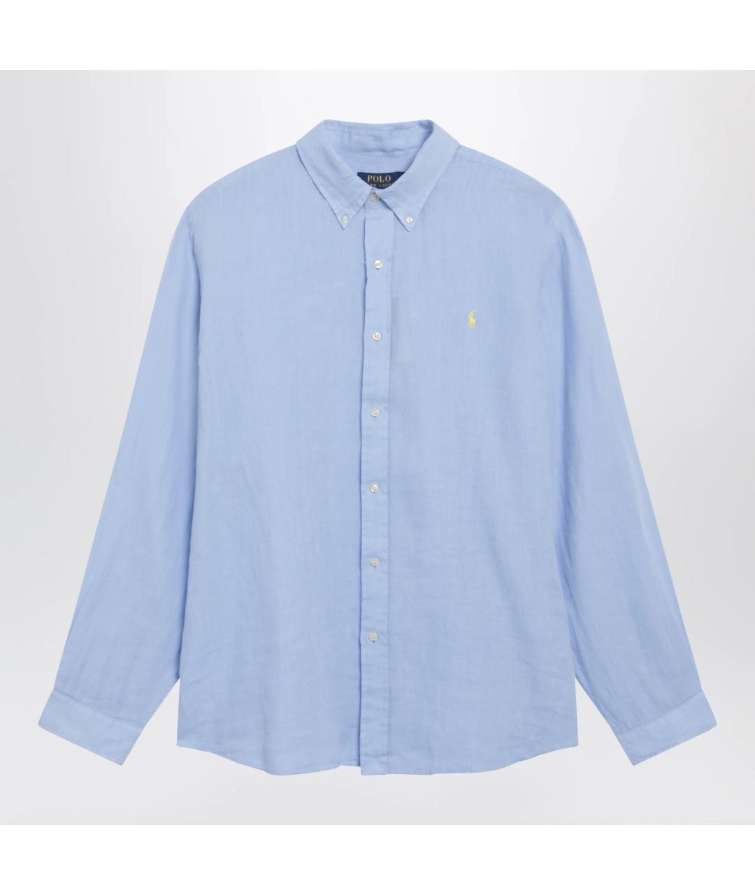 POLO RALPH LAUREN Голубая льняная кэжуал рубашка, фото 3