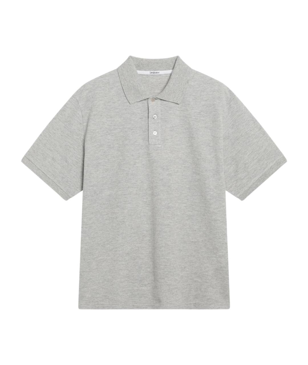 SAINT LAURENT Серое хлопковое поло с коротким рукавом, фото 1