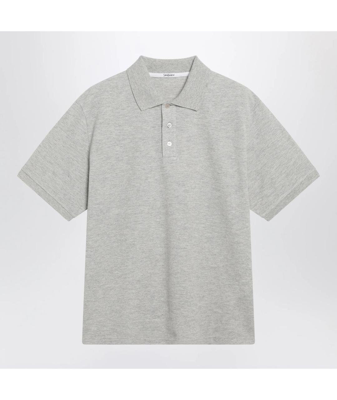 SAINT LAURENT Серое хлопковое поло с коротким рукавом, фото 3