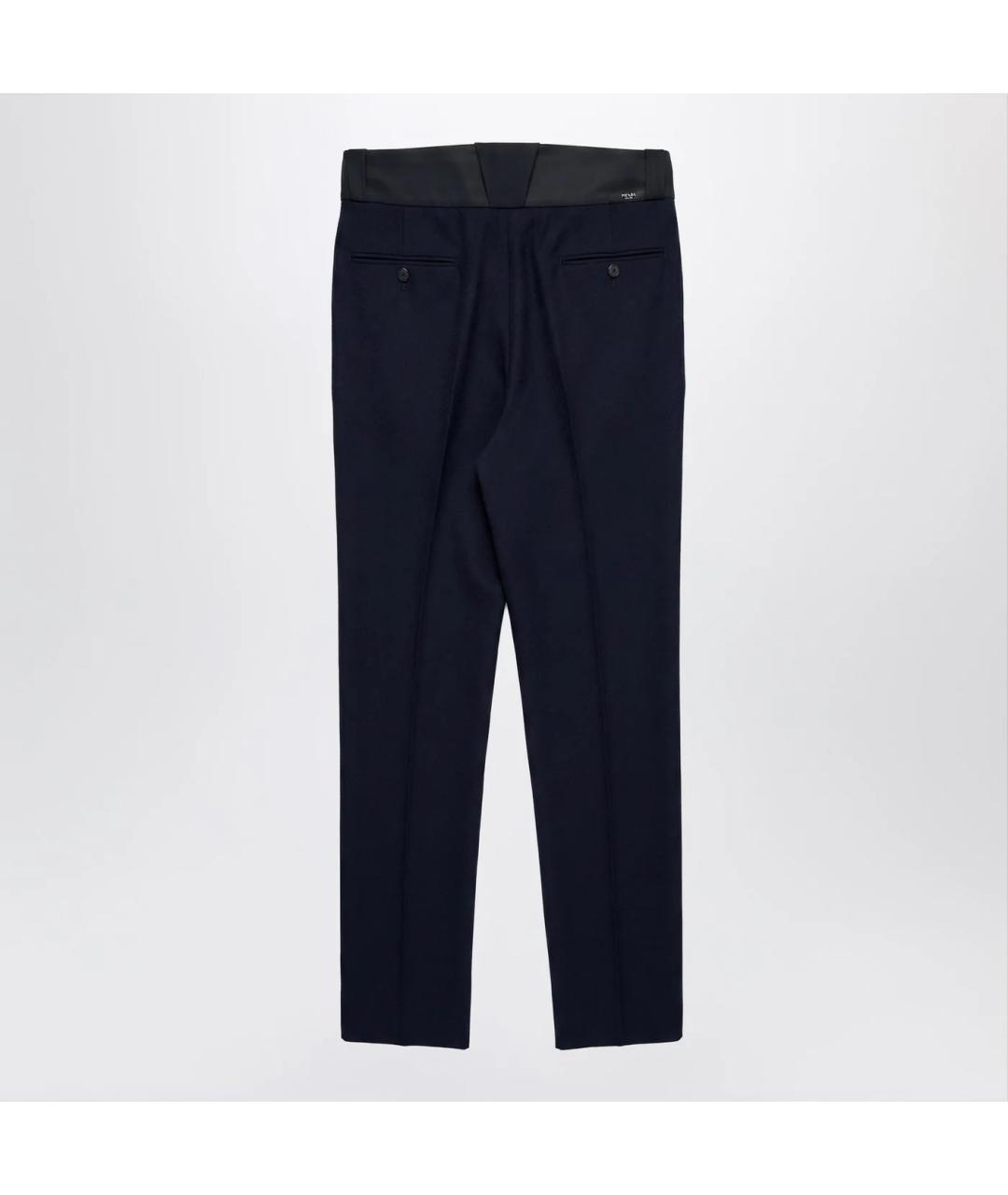PRADA Темно-синие шерстяные классические брюки, фото 2