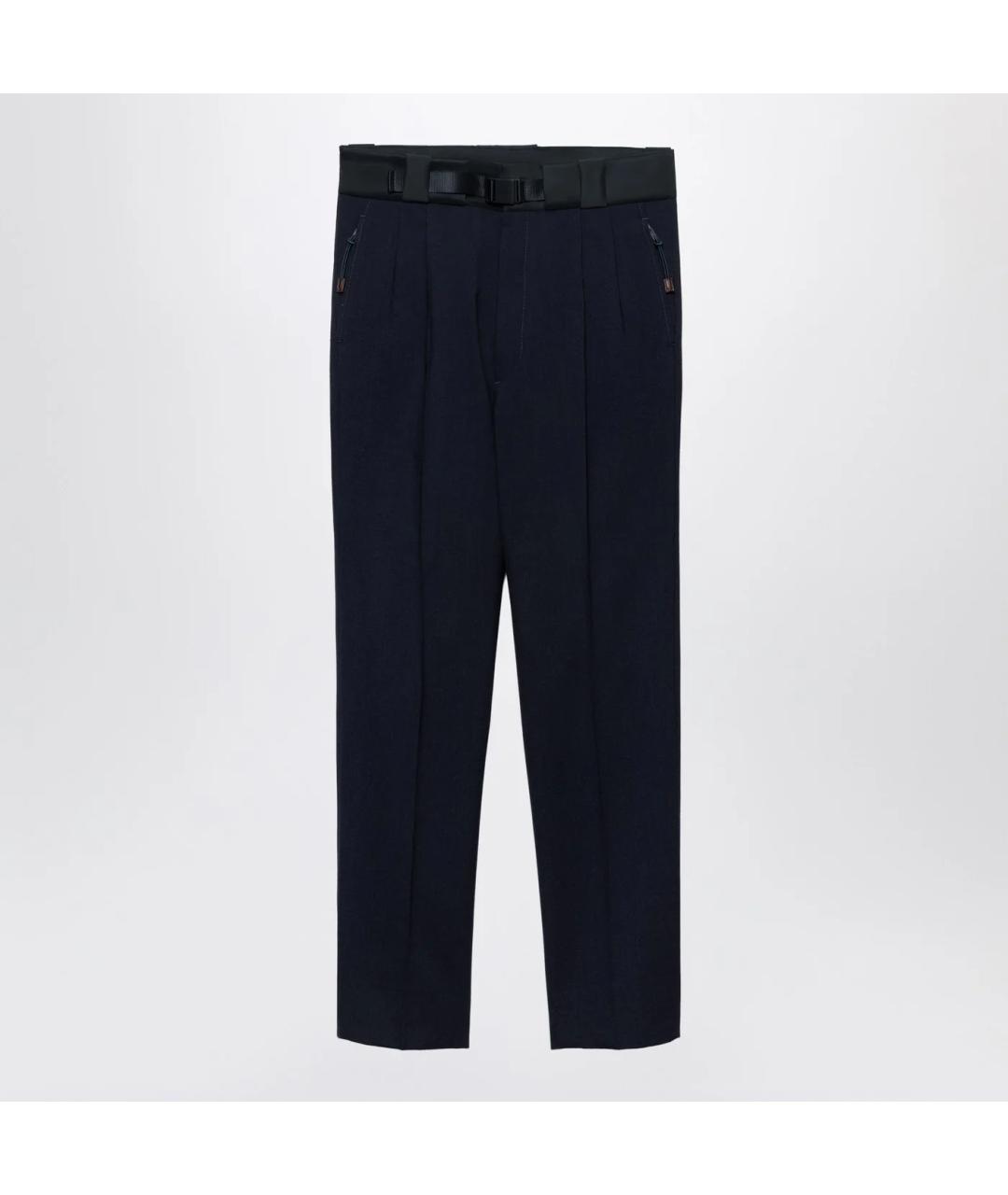 PRADA Темно-синие шерстяные классические брюки, фото 3