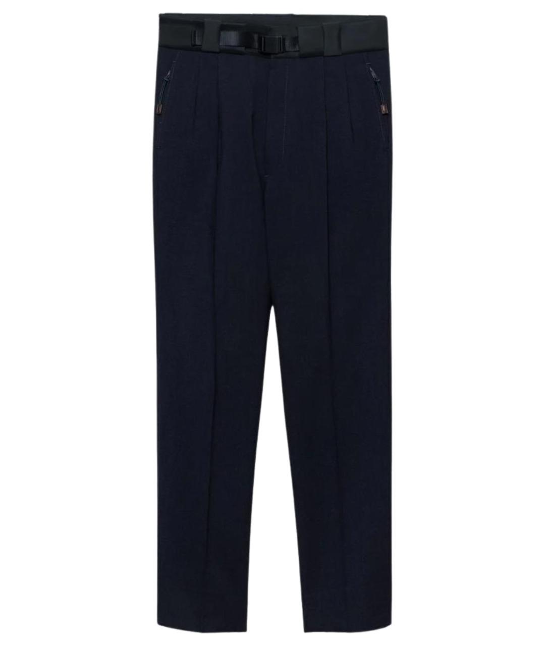PRADA Темно-синие шерстяные классические брюки, фото 1