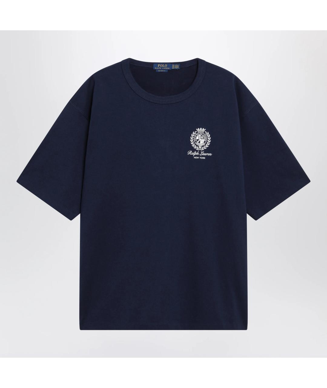 POLO RALPH LAUREN Темно-синяя хлопковая футболка, фото 3