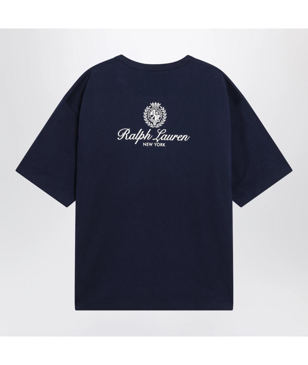 POLO RALPH LAUREN Темно-синяя хлопковая футболка, фото 2