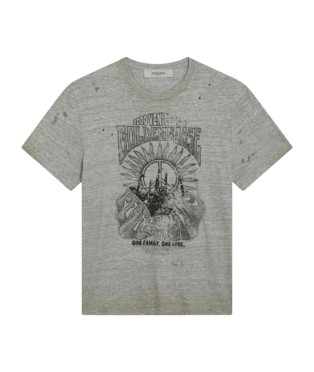 GOLDEN GOOSE DELUXE BRAND Серая хлопковая футболка, фото 1