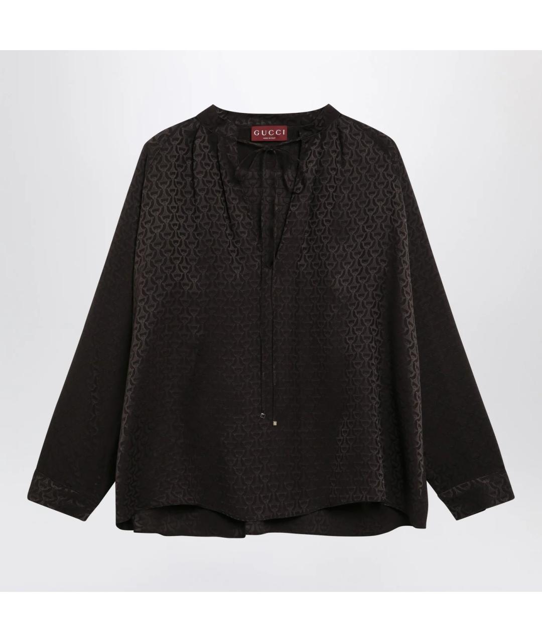 GUCCI Коричневая шелковая блузы, фото 3