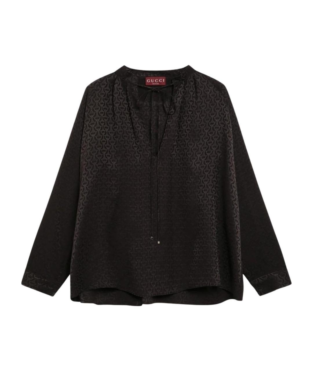 GUCCI Коричневая шелковая блузы, фото 1