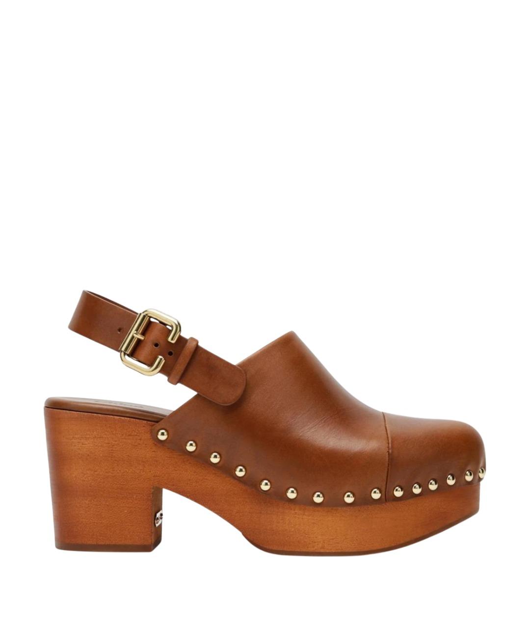 CHLOE Коричневые кожаные сабо, фото 1